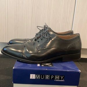 Johnston & Murphy Harvey Black Leather Cap Toe